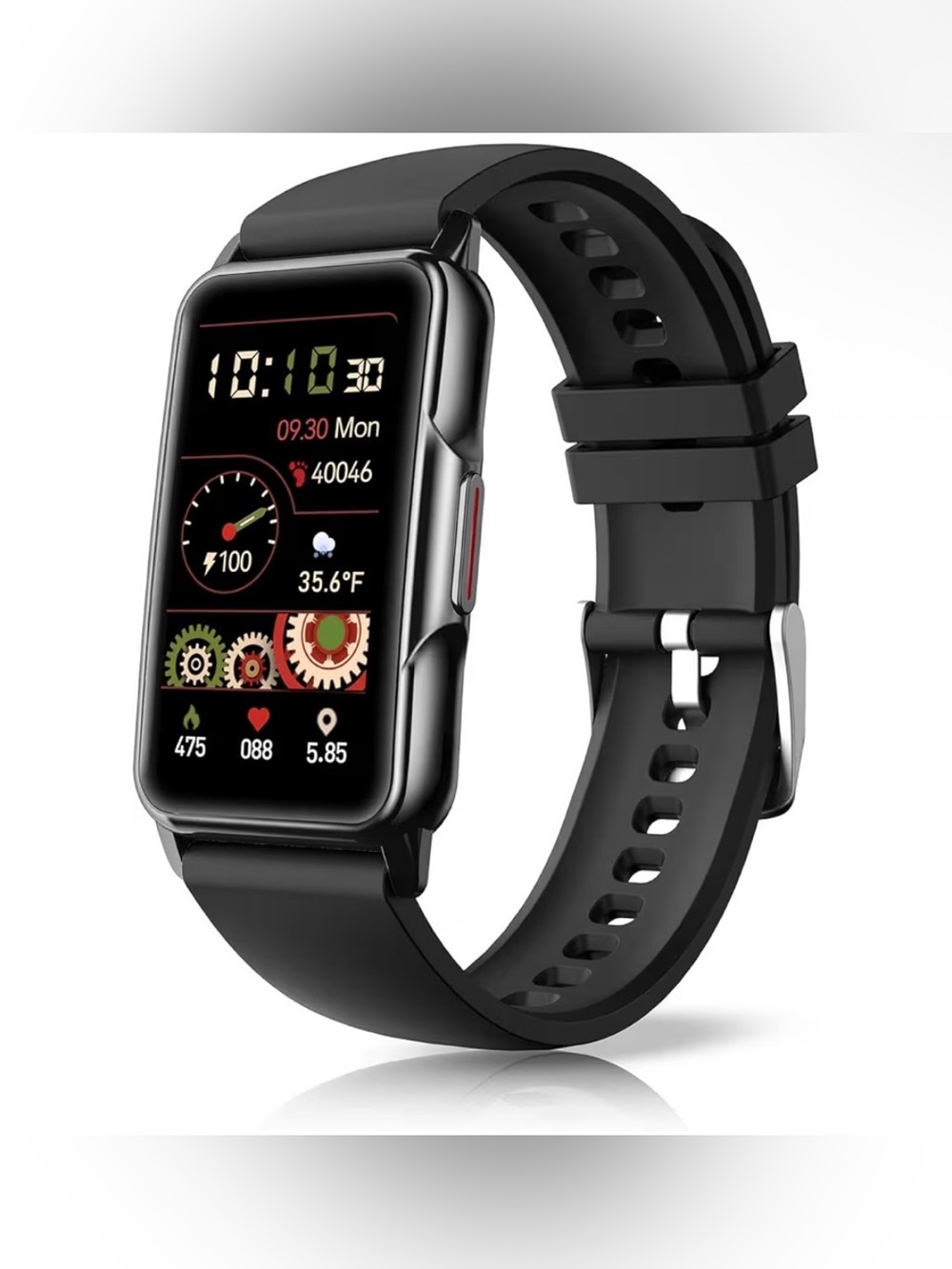 Mindrose Black Fitness Smartwatch with Silicone Band